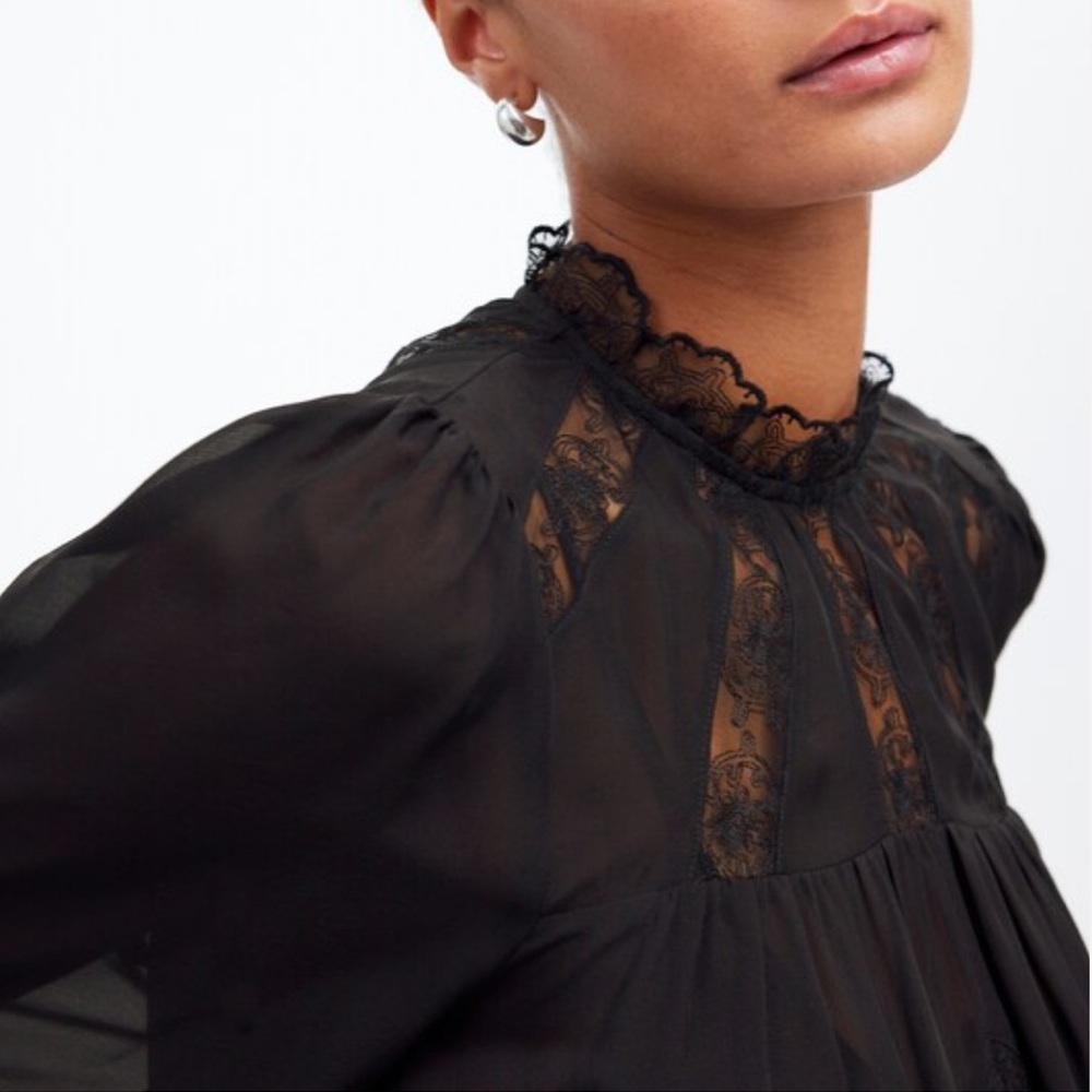 Madewell Lace-Inset Top in Silk - Picture 5 of 8